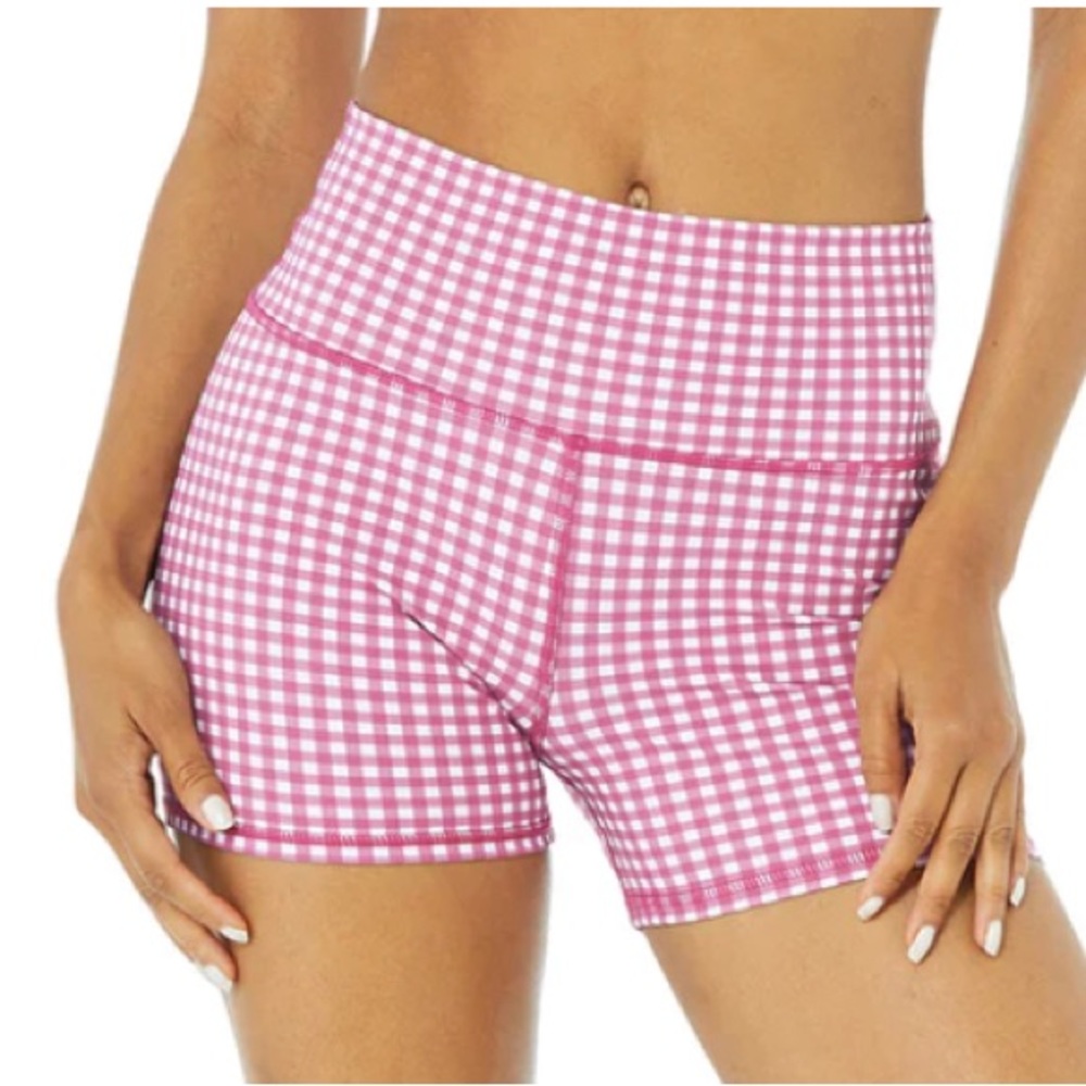 ALO Yoga Pink Checkered Athletic Shorts